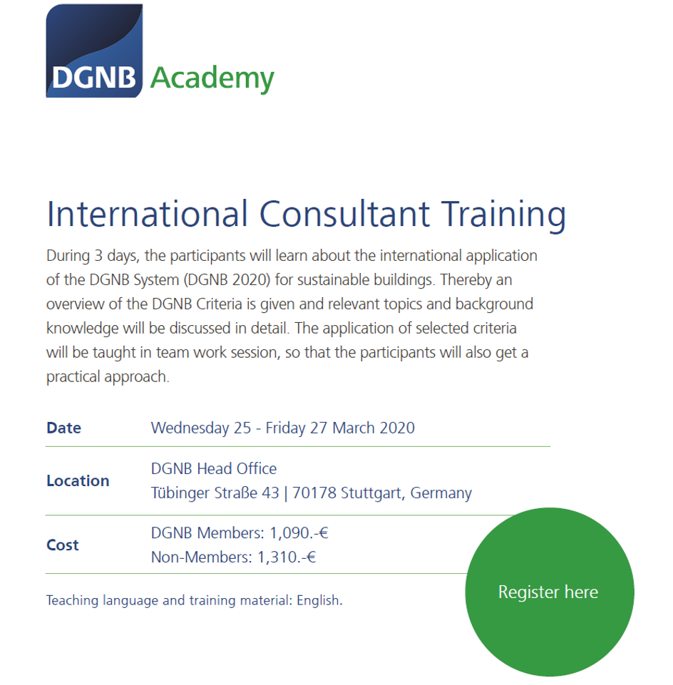 International DGNB Consultant Training – Version 2020