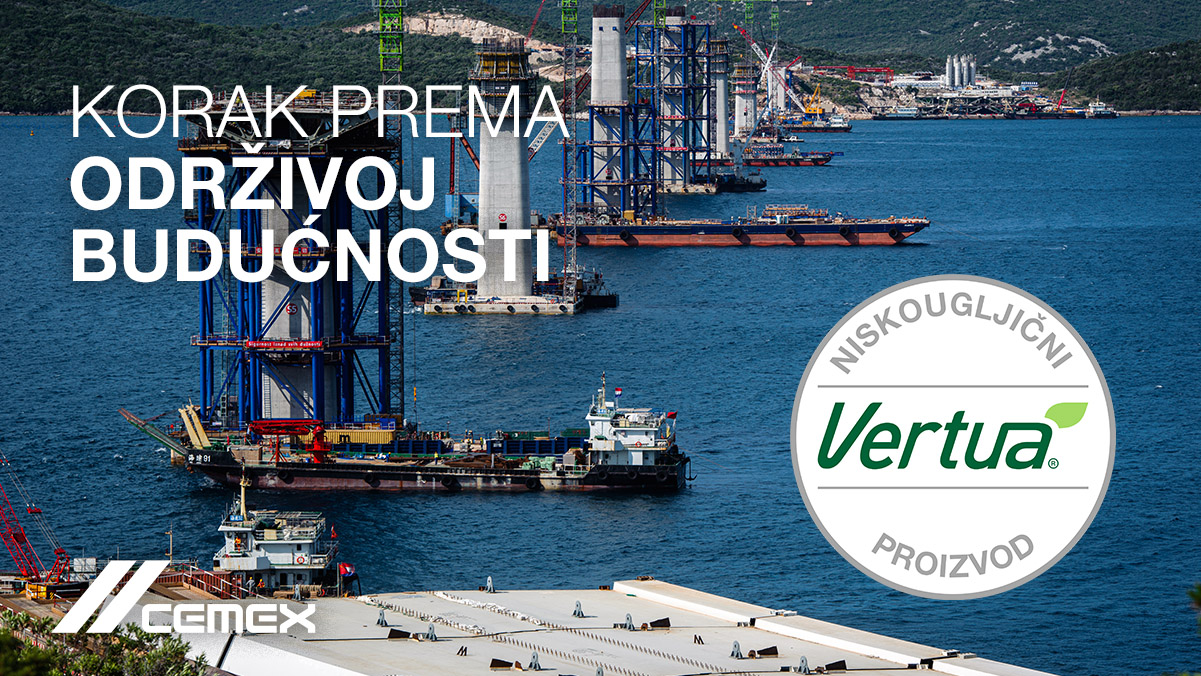 CEMEX pruža rješenja s nižom ugljičnom emisijom iz svoje obitelji Vertua® za jedan od najvećih regionalnih infrastrukturnih projekata, Pelješki most