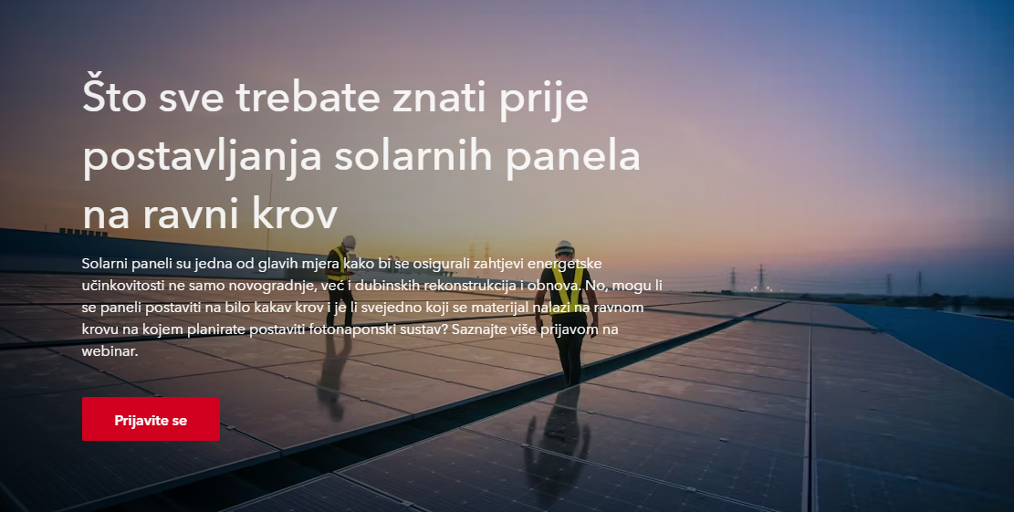 Besplatan webinar: Što sve trebate znati prije postavljanja solarnih panela na ravni krov, 28.3.2024.