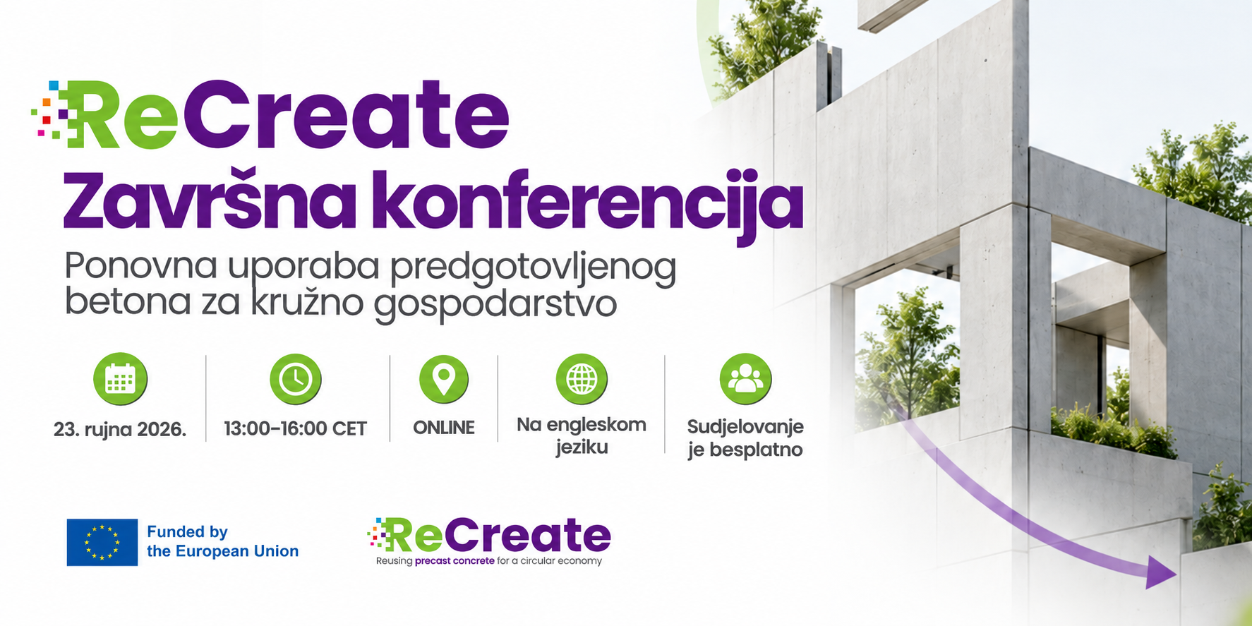 Završna online konferencija projekta ReCreate I 23.9.2026.